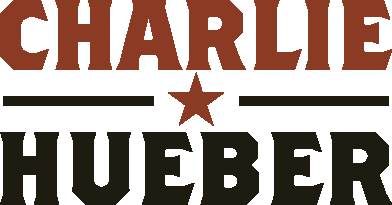 Logo for Charlie Hueber, Texas-based singer-songwriter, featuring bold rustic lettering with a star and Americana styling
